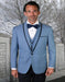 Blue Wedding Tuxedo - Men's Designer Vested Satin Trim Shawl Wedding Steel Blue Prom Tuxedo