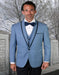 Blue Wedding Tuxedo - Men's Designer Vested Satin Trim Shawl Wedding Steel Blue Prom Tuxedo