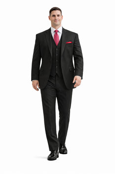 Steve Harvey Suits Clothing line - Steve Harvey Suits Men's Black 3 Piece Peak Lapel Suit