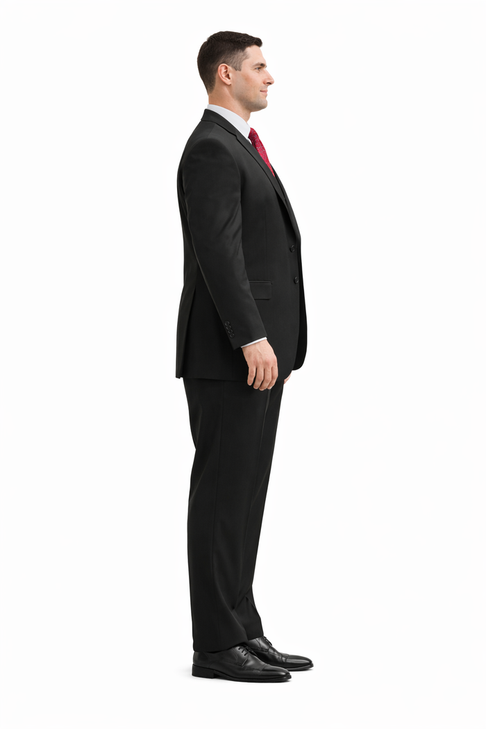 Steve Harvey Suits Clothing line - Steve Harvey Suits Men's Black 3 Piece Peak Lapel Suit