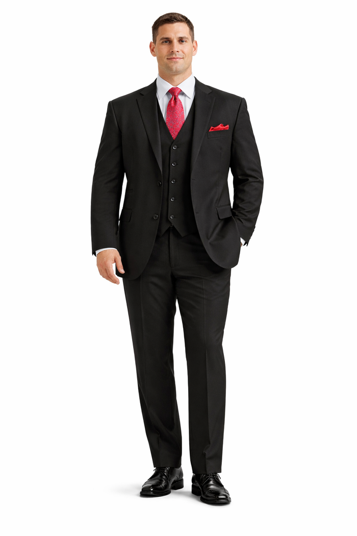 Steve Harvey Suits Clothing line - Steve Harvey Suits Men's Black 3 Piece Peak Lapel Suit Modern Fit