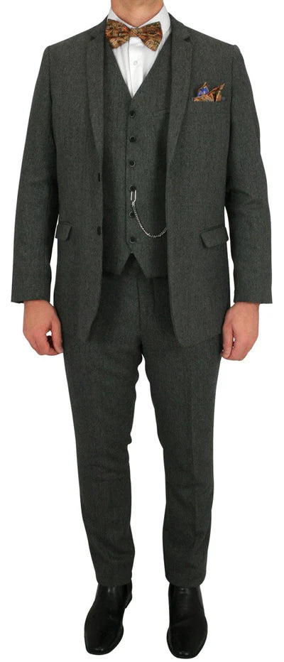 Stinson Tweed Suit - Gray Herringbone Modern Fit
