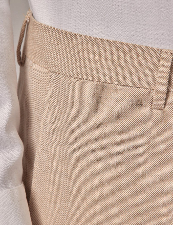 Mens Linen Suit For Beach Wedding - Summer Slim Suit in Stone