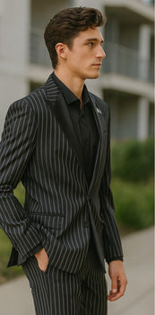 Stripe Tuxedo - Black Tuxedo - 1920s Pinstripe Suit - Gangster Suit