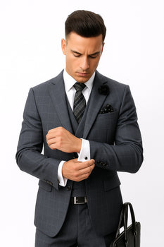 CALABRIA GREY Statement Suits Clothing Confidence Plaid Suit - Image 9