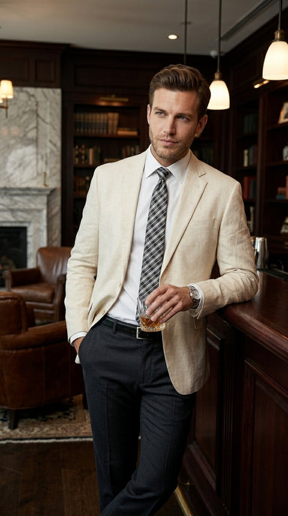 Men’s Ivory Cream Off White 2 Button Blazer, Formal Wedding Dinner Sport Coat Jacket