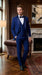 Men’s Bright Sapphire Blue 1 Button Shawl Lapel Vested Tuxedo, Formal Wedding Prom Dinner Suit Set