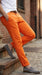 Men’s Orange Dress Pants with Flat Front, Smart Casual Formal Trousers