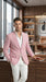 Men’s Light Red Seersucker Blazer Jacket with Notch Lapel, Dress Casual Sport Coat