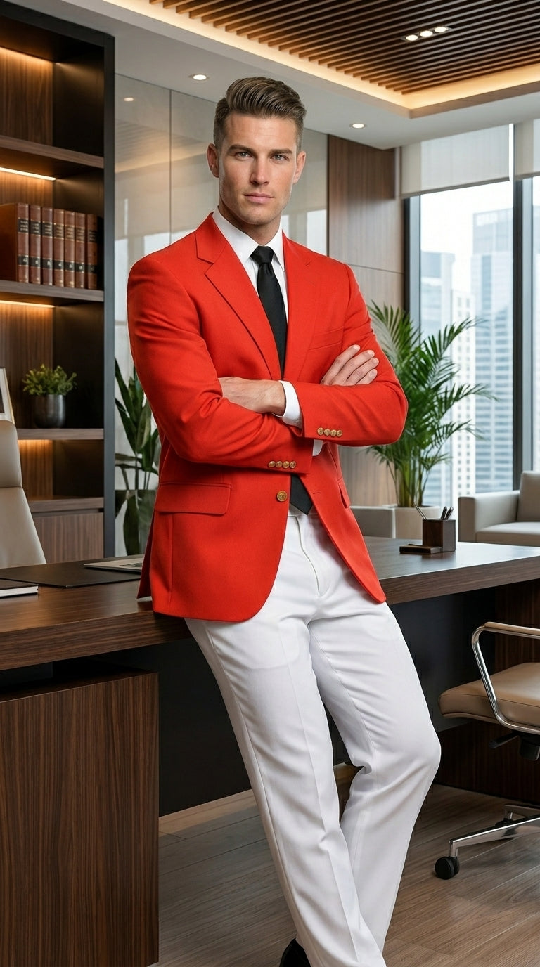 Men's Suit Blazer  Designer Fashion Dress Casual Blazer On Sale Blazer Red
