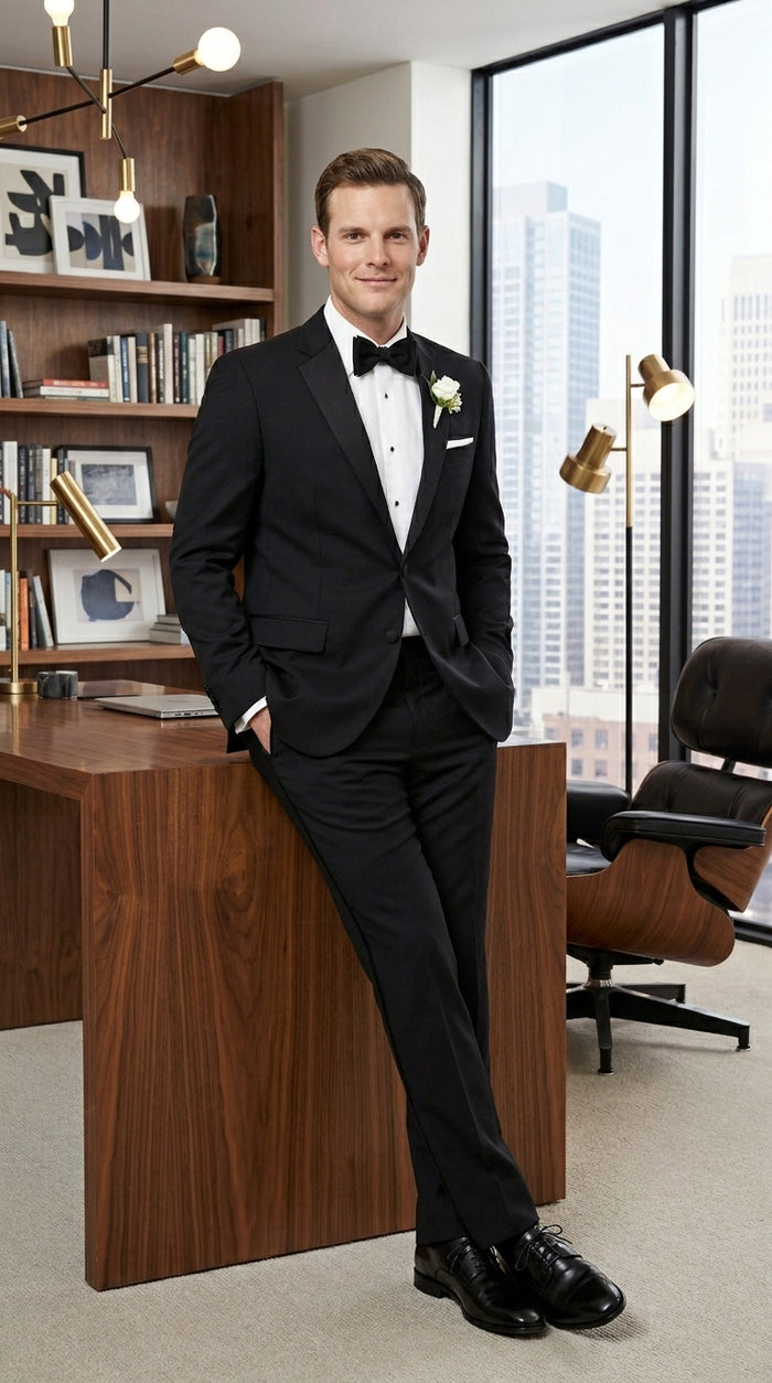 Groomsmen Package Deal Vest & Pants Slacks + Shirt & Tie Set (no Jacket) Black