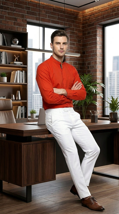 Mandarin Collarless Nehru Collar Preacher Round Style Multi-color Men's Dress Shirt - SG01