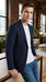 Men’s Navy Blue Chalk Pinstripe Blazer Sport Coat – 1920s Gangster Style Dress Jacket