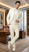 Men’s Champagne Ivory Paisley Dinner Jacket with Bow Tie, Off White Floral Formal Blazer