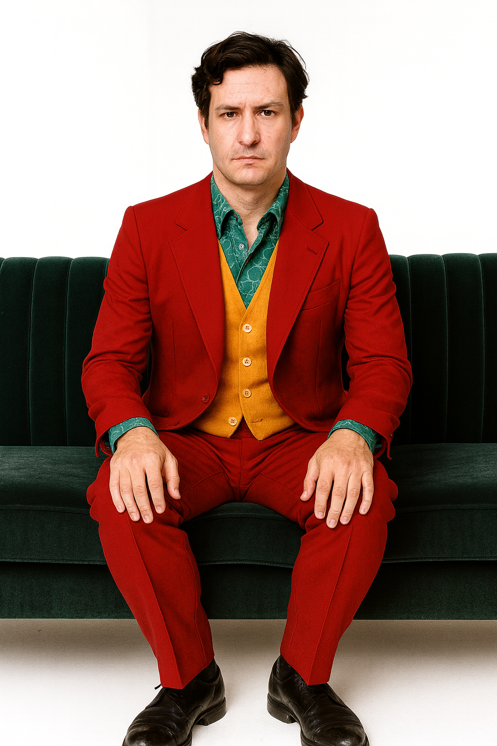 Men's Red Suit With Orange Vest Joker Custom - Image 7