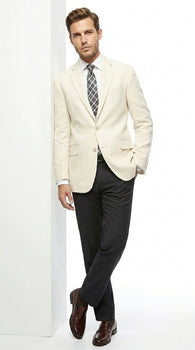 Men’s Ivory Cream Off White 2 Button Blazer, Formal Wedding Dinner Sport Coat Jacket