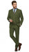 Men’s Olive Vested Suit, Classic Fit 3 Piece Flat Front Formal Wedding Business Suit Set