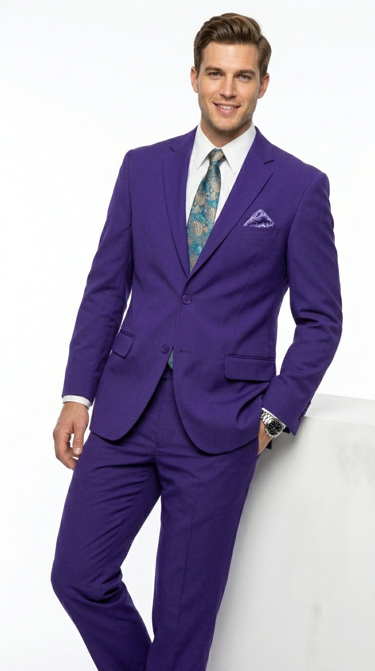 Men’s Purple Easter Suit,  Lightweight 2 Piece Suit for Weddings, Church, Prom & Summer Events Modern Fit