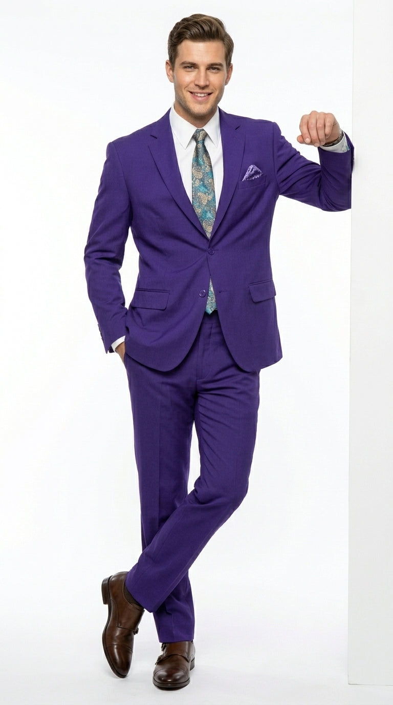 Men’s Purple Easter Suit,  Lightweight 2 Piece Suit for Weddings, Church, Prom & Summer Events Modern Fit