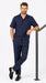 Men’s Dark Navy Linen Short Sleeve Walking Suit, Casual 2 Piece Shirt and Pleated Pants Set