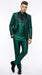 Men’s Emerald Green 3 Piece Tuxedo with Black Satin Shawl Lapel and Matching Vest