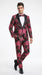 Men’s Fuchsia Pink and Black Floral Paisley Prom Tuxedo Suit, Shawl Lapel Wedding Party Formal Wear