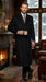 Men’s Black Six Button Fully Lined Overcoat, Long Winter Topcoat for Formal Business Wear