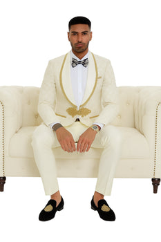 2025 Ivory and Gold 2pc Men's Suit by Tazzio - Image 6