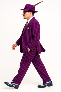 Purple Pinstripe Zoot Suit  3 Piece 1920s/1930s Gangster Outfit (Jacket and Pants and Vest)  Vintage Fashion