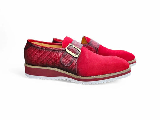 Suede Buckle Monk Strap Shoe