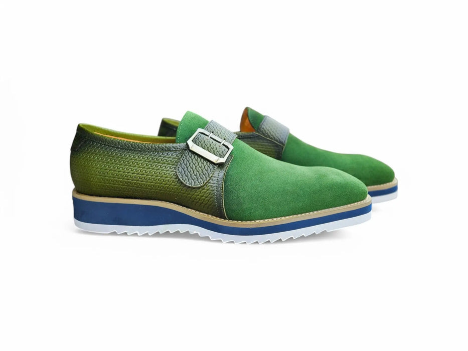 Suede Buckle Monk Strap Shoe Carrucci