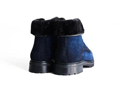 Suede Faux Shearling Combat Boot