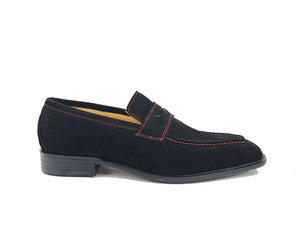 Carrucci Suede Penny Loafer contrast stitching