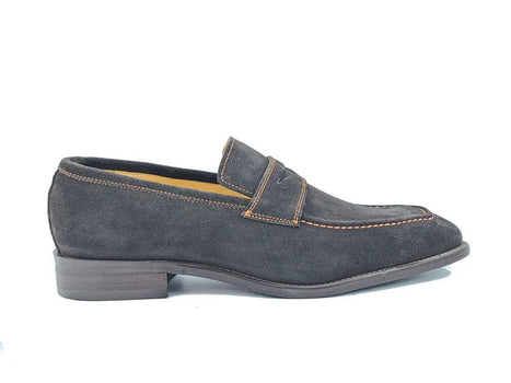 Carrucci Suede Penny Loafer contrast stitching