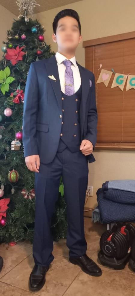 V-Neck Suit with Metal Button Two-Piece Set