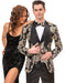 Black & Gold Paisley Vested Tuxedo by EJ Samuel