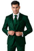 Shiny Suit - Prom Suit - Vested Sateen Flashy Suit -  Hunter Green - Emerald Color