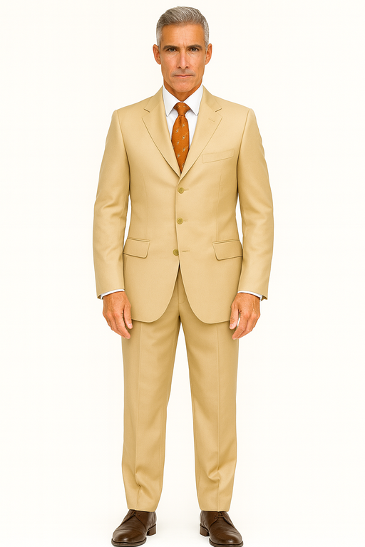 Suits For Big Belly Solid Camel ~ Khaki Bronz