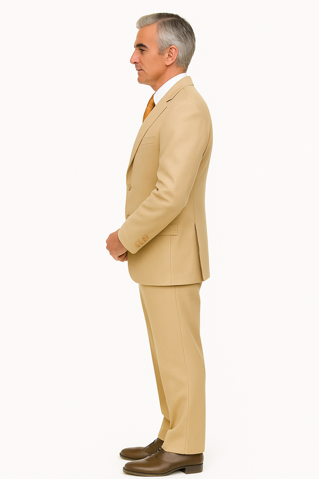 Suits For Big Belly Solid Camel ~ Khaki Bronz