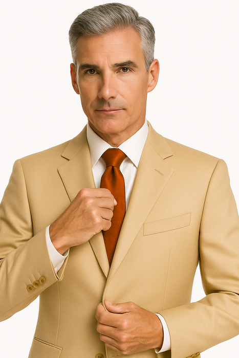 Suits For Big Belly Solid Camel ~ Khaki Bronz