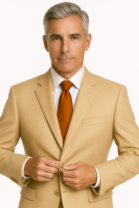 Suits For Big Belly Solid Camel ~ Khaki Bronz