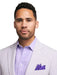 Mens Lavender Seersucker Suit Blazer + Pants Cotton Fabric - Summer Fabric in Purple color