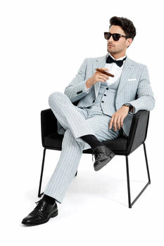 Summer Suits - Pinstripe Suit - Vested Suit