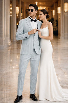 Summer Suits - Pinstripe Suit - Vested Suit