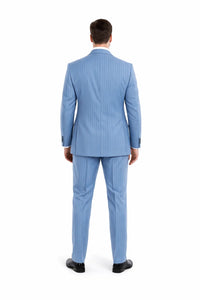 Summer Suits - Pinstripe Suit - Vested Suit - Blue