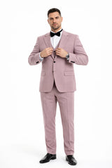 Summer Suits - Pinstripe Suit - Vested Suit - Dusty Rose