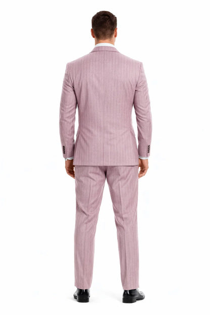 Summer Suits - Pinstripe Suit - Vested Suit - Dusty Rose