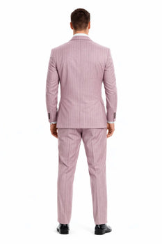 Summer Suits - Pinstripe Suit - Vested Suit - Dusty Rose