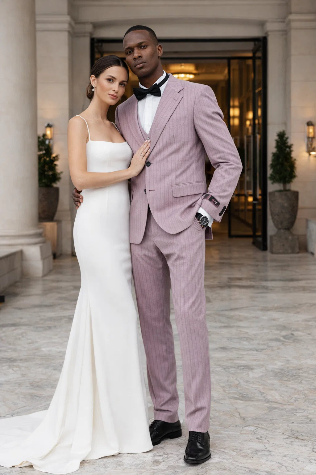 Summer Suits - Pinstripe Suit - Vested Suit - Dusty Rose