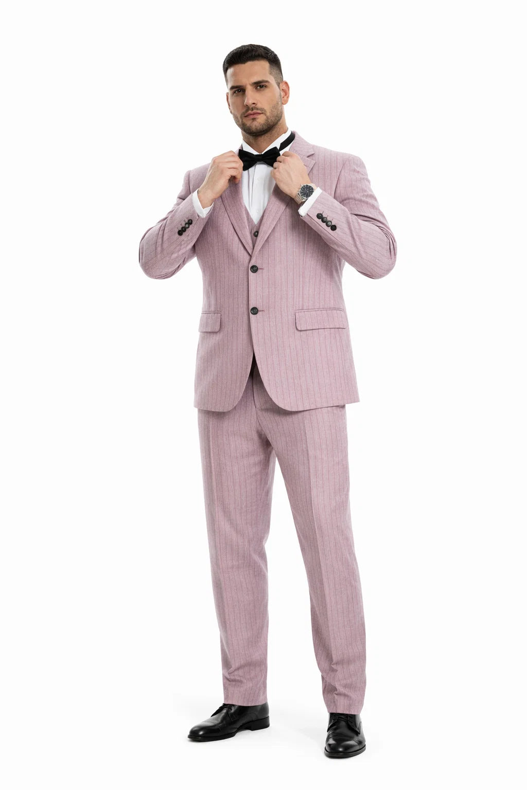 Summer Suits - Pinstripe Suit - Vested Suit - Dusty Rose